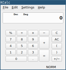 A screenshot of KCalc, a calculator app.
